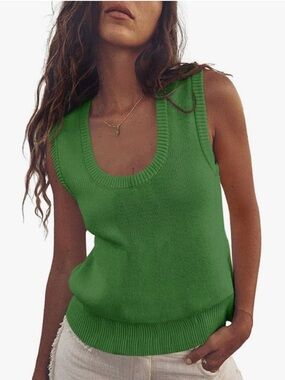 Knit Scoop Neck Summer Sweater Vest